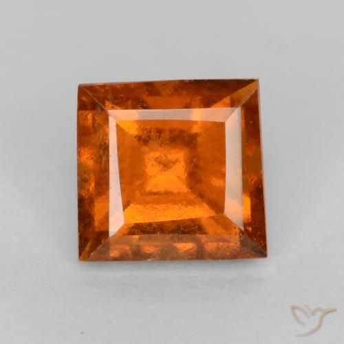 0.97ct Natural Laranja médio-escuro granada hessonita, Quadrado, VS-SI