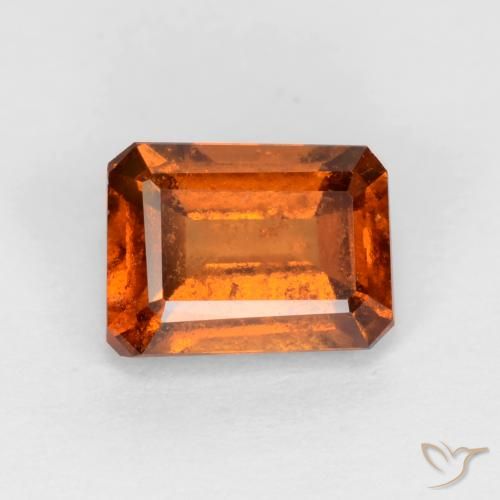 1.28ct Natural Laranja médio-escuro granada hessonita, Corte Esmeralda, VS-SI