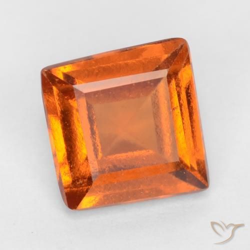 granada hessonita Laranja Profundo Natural 1.42ct, Quadrado, VS