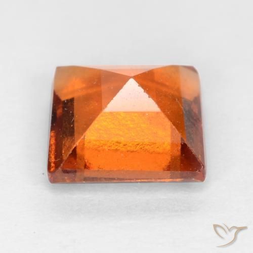 granada hessonita Laranja Profundo Natural 1.42ct, Quadrado, VS