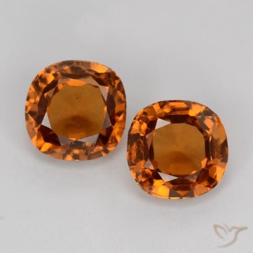 Pedras preciosas de granada hessonita laranja natural de 2,26 ct, almofada cortada, VS