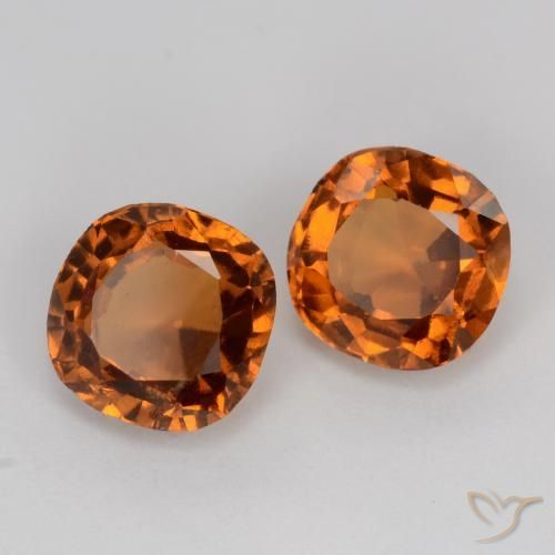 Pedras preciosas de granada hessonita laranja natural de 2,26 ct, almofada cortada, VS