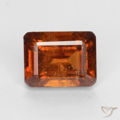 2.11ct Natural Laranja escuro granada hessonita, Corte Esmeralda, VS-SI