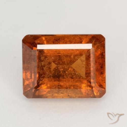 2.12ct Natural fogo laranja granada hessonita, Corte Esmeralda, SI