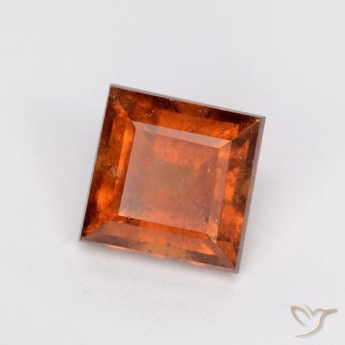 granada hessonita Laranja Profundo Natural 1.64ct, Quadrado, SI