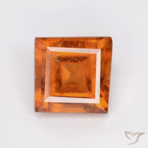 1.28ct Natural Laranja Profundo granada hessonita, Quadrado, SI