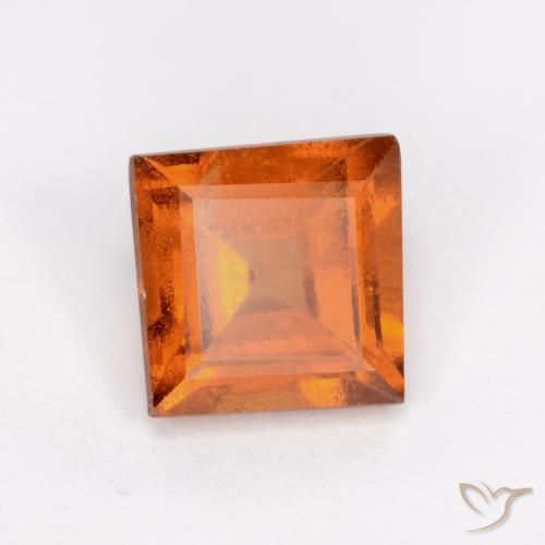 granada hessonita Laranja Profundo Natural 1.28ct, Quadrado, SI