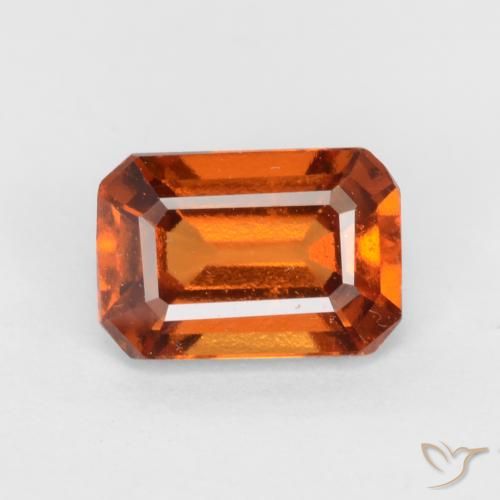 1.37ct Natural Laranja médio-escuro granada hessonita, Corte Esmeralda, VS