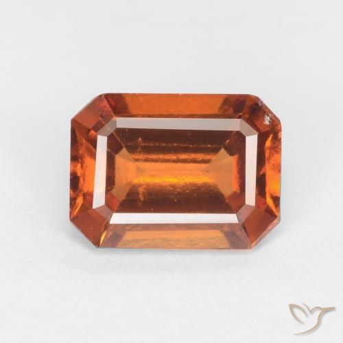 1.50ct Natural Laranja médio-escuro granada hessonita, Corte Esmeralda, VS-SI