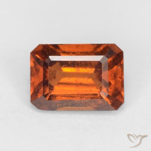 granada hessonita Laranja Profundo Natural 1.35ct, Corte Octógono / Esmeralda, VS-SI