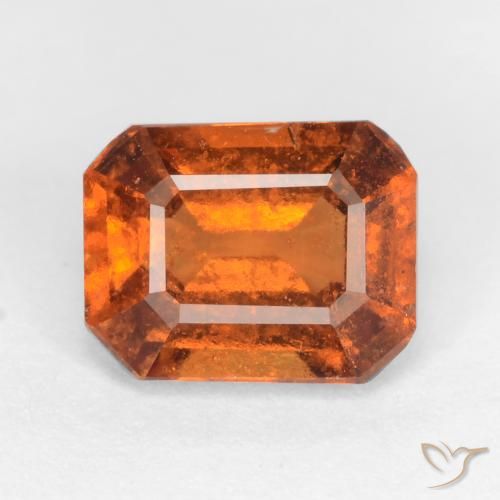 1.66ct Natural Laranja médio-escuro granada hessonita, Corte Esmeralda, SI