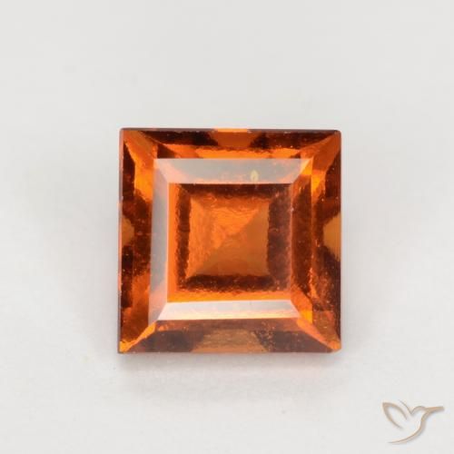 1.53ct Natural laranja avermelhado granada hessonita, Quadrado, VS