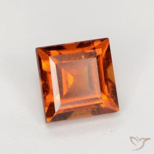 granada hessonita laranja avermelhado Natural 1.53ct, Quadrado, VS