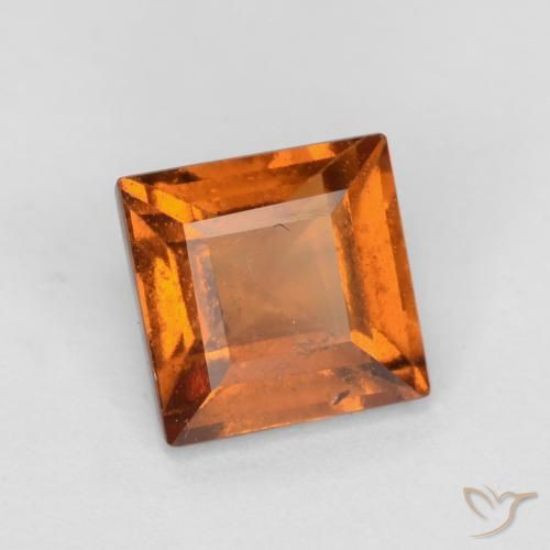 granada hessonita Laranja Profundo Natural 1.42ct, Quadrado, SI