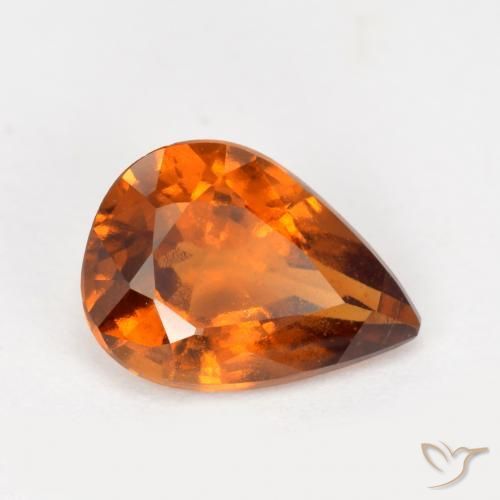 Granada hessonita laranja natural 1,22ct, formato de pêra, VS-SI