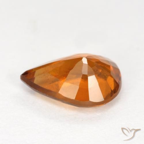 Granada hessonita laranja natural 1,22ct, formato de pêra, VS-SI