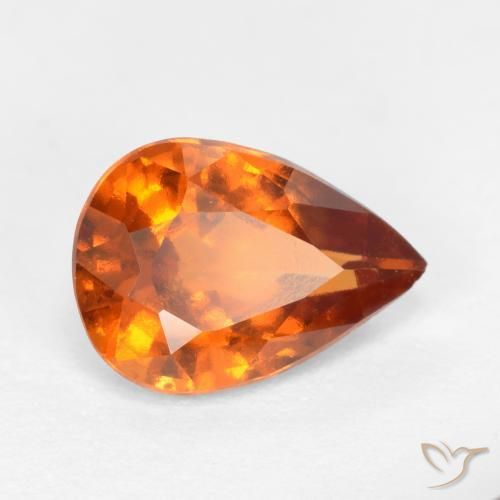 granada hessonita Laranja médio-escuro Natural 1.17ct, Formato de pêra, VS-SI
