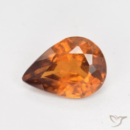 1.14ct Natural Laranja médio-escuro granada hessonita, Formato de pêra, VS-SI