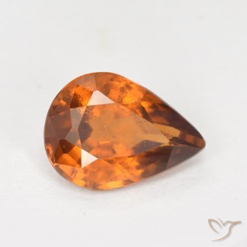 granada hessonita Laranja médio-escuro Natural 1.14ct, Formato de pêra, VS-SI