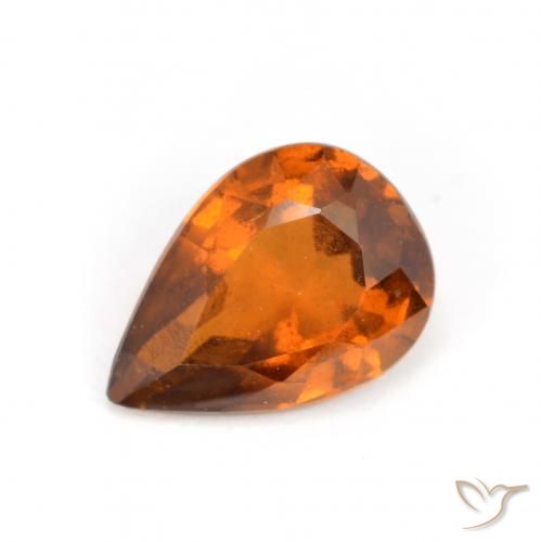 1.15ct Natural Laranja médio-escuro granada hessonita, Formato de pêra, VS-SI