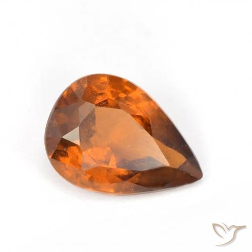 granada hessonita Laranja médio-escuro Natural 1.15ct, Formato de pêra, VS-SI