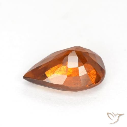 granada hessonita Laranja médio-escuro Natural 1.15ct, Formato de pêra, VS-SI