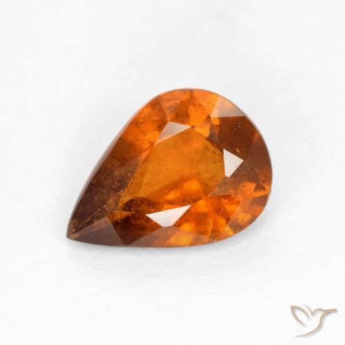 1.11ct Natural Laranja médio-escuro granada hessonita, Formato de pêra, SI