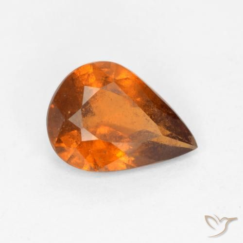 granada hessonita Laranja médio-escuro Natural 1.11ct, Formato de pêra, SI