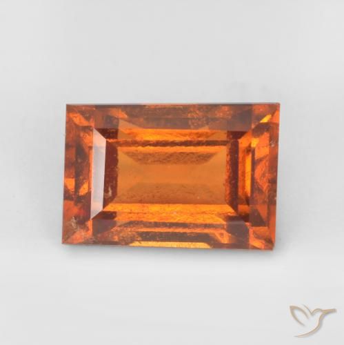 granada hessonita Laranja Profundo Natural 1.32ct, baguete, SI