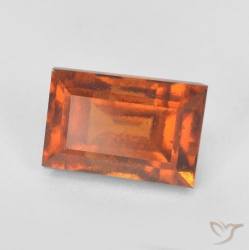 1.55ct Natural Laranja médio-escuro granada hessonita, baguete, VS