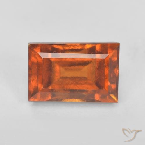 granada hessonita Laranja médio-escuro Natural 1.55ct, baguete, VS
