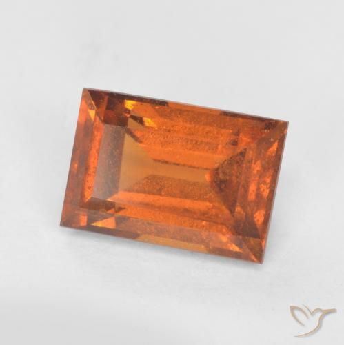 granada hessonita Laranja Profundo Natural 1.21ct, baguete, SI