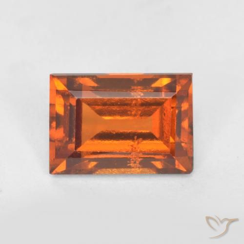 granada hessonita Laranja médio-escuro Natural 1.11ct, baguete, VS-SI