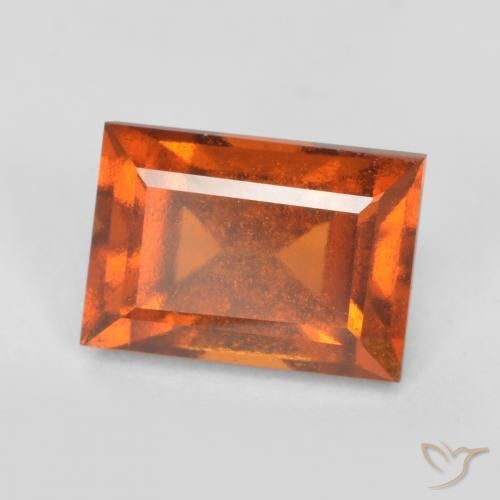1.56ct Natural Laranja médio-escuro granada hessonita, baguete, VS