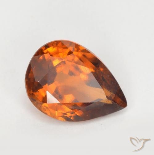 Granada Hessonita Laranja Profundo Natural 1.19ct, Formato de pêra, VS