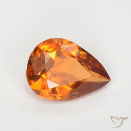 granada hessonita Laranja Profundo Natural 0.93ct, Formato de pêra, VS-SI