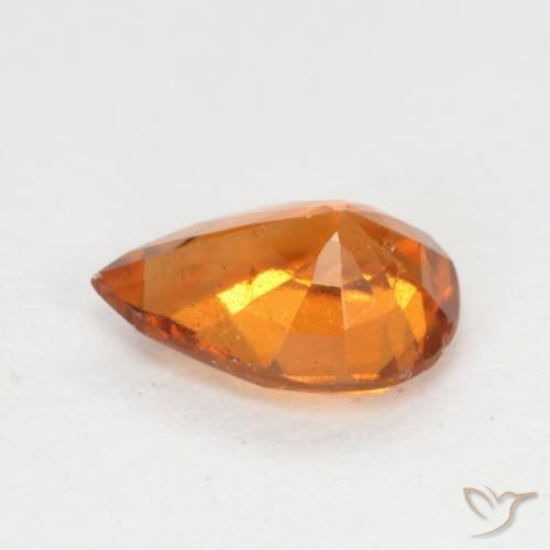 granada hessonita Laranja Profundo Natural 0.93ct, Formato de pêra, VS-SI