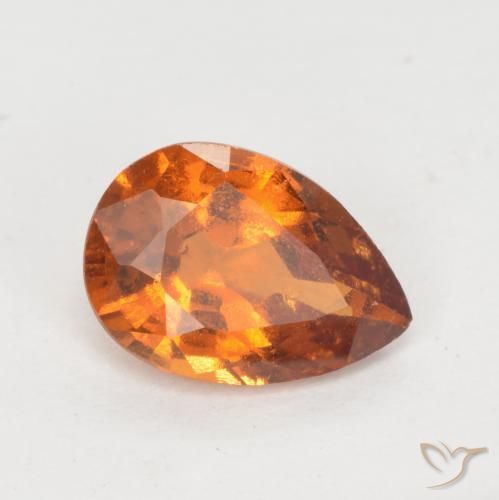 granada hessonita Laranja Médio Natural 0.98ct, Formato de pêra, VS-SI