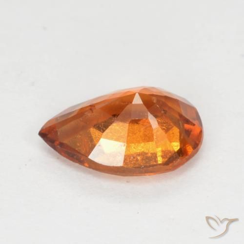 granada hessonita Laranja Médio Natural 0.98ct, Formato de pêra, VS-SI
