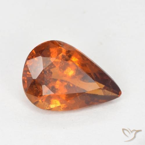 granada hessonita Laranja Profundo Natural 1.01ct, Formato de pêra, VS-SI