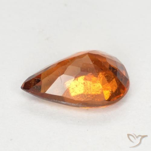 granada hessonita Laranja Profundo Natural 1.01ct, Formato de pêra, VS-SI
