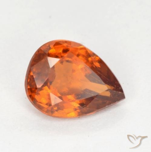 granada hessonita Laranja Profundo Natural 1.18ct, Formato de pêra, VS-SI