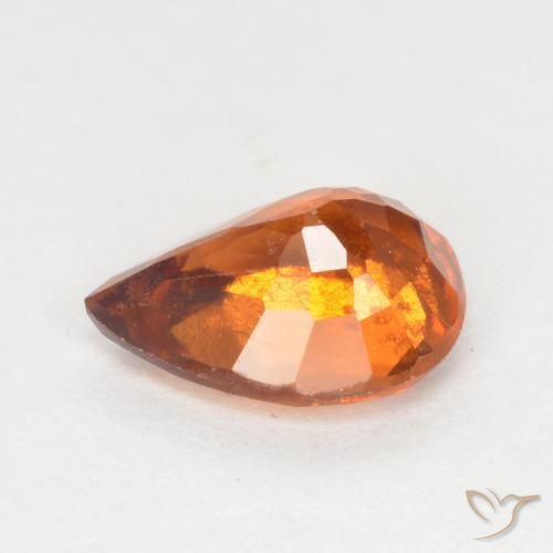 granada hessonita Laranja Profundo Natural 1.18ct, Formato de pêra, VS-SI
