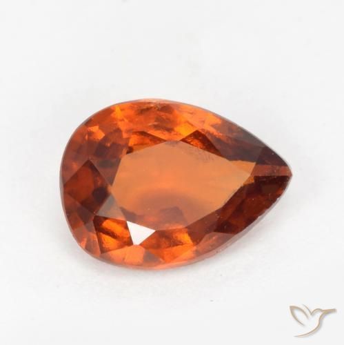 granada hessonita Laranja Profundo Natural 1.13ct, Formato de pêra, VS