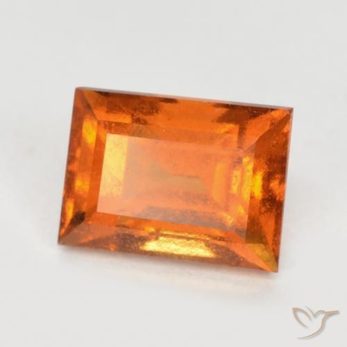 granada hessonita Laranja Profundo Natural 1.42ct, baguete, SI