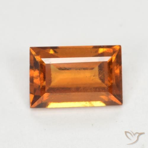 0.95ct Natural Laranja médio-escuro granada hessonita, baguete, VS-SI