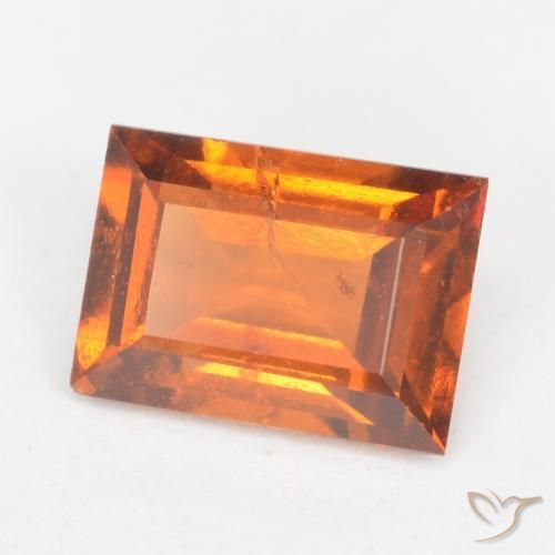 granada hessonita Laranja Profundo Natural 1.33ct, baguete, SI