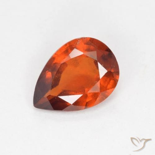 1.01ct Natural fogo laranja granada hessonita, Formato de pêra, VS-SI