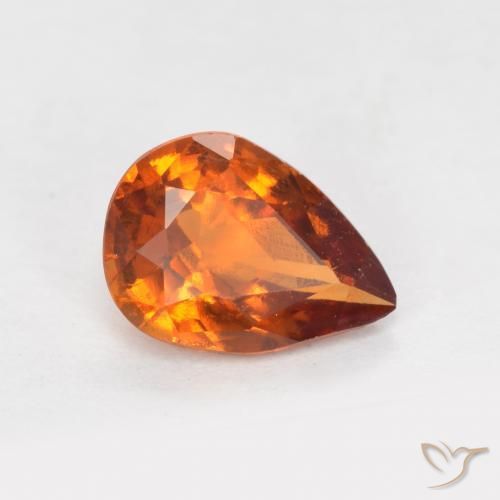 granada hessonita Laranja Médio Natural 1.06ct, Formato de pêra, VS