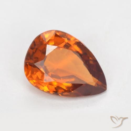 granada hessonita Laranja Médio Natural 1.15ct, Formato de pêra, VS